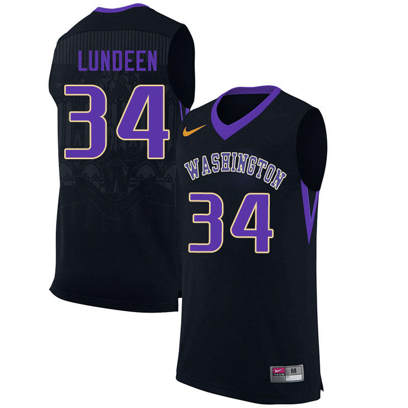 Men #34 Regan Lundeen Washington Huskies College Basketball Jerseys Sale-Black